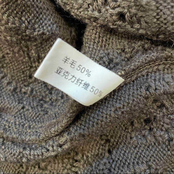 Vintage Brown Wool Lace Floral Cardigan - Picture 10 of 14